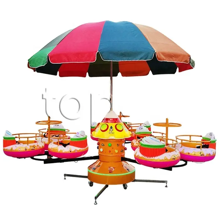 Miniature Carnival Rides 9 Seats Mini Donut Carousel Kids Rotary Carousel Rides