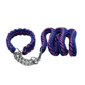 สายจูงสัตว์เลี้ยงแบบถัก ดีไซน์สองสี แข็งแรง ทนทานต่อการกัด พร้อมปลอกคอ - Product Image 1