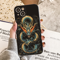 Coque de téléphone en TPU noir Dragon chinois de luxe pour iPhone 14 Pro Max antichoc mat TPU couverture de protection d'impression de luxe 17 AIR