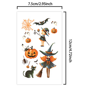 Tatuajes temporales de Halloween, pegatina facial, calabaza brillante de Halloween, bruja, murciélago, Araña, lindo <span class=keywords><strong>tatuaje</strong></span> impermeable de dibujos animados para cara y brazo - Product Image 2