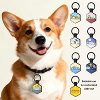 Tag ID Hewan Peliharaan Berbentuk Heksagon dari Logam Silikon, Dapat Diukir Laser Dua Sisi, Teks Dapat Disesuaikan, Tag Nama Anjing, Tag Kalung Anti-Hilang