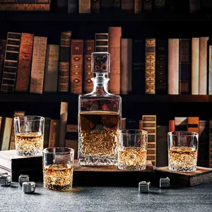 In Stock eleganti set di Decanter per Whisky In vetro trasparente senza piombo con 6 bicchieri