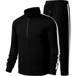 Men's Track Suit 2 Piece Full Zip Sweatshirt And <b>Joggers</b> Sporty Breathable Outfit Set For Adults - Product Image 1