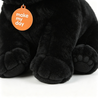 Ours en peluche noir réaliste assis, jouet en peluche d'ours simulé, coton PP, vente en gros d'usine OEM, cadeau pour enfants