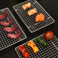 Rak Panggangan BBQ Persegi Panjang Tahan Lama dari Kawat Baja Anti Karat, Pengganti untuk Restoran BBQ Korea Jepang