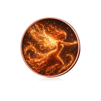 Ensemble de deux pièces de monnaie en cuivre pur à 99,9 % de 1 once, thème Feu et Glace, pièce de monnaie fantaisie