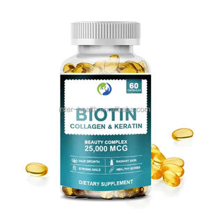 Ausreson OEMビタミンコラーゲンビオチンソフトゲルカプセルヘアネイル皮膚成長サプリメント10000mcg 15000mcgビオチンソフトゲルカプセル - Product Image 2