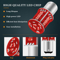 Nouveau JR AUTOGIFT Feu Stop Clignotant 1157 Ampoule LED Stroboscopique P21W 1156 BA15S BAY15D W21W Feu Arrière de Voiture Stop Marche Arrière 30SMD 4014 Rouge
