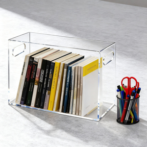 Perspex Hiển Thị Giá Tập Tin Chủ Cuốn Sách Tài Liệu Máy Tính Để Bàn Rõ Ràng Văn Phòng Tổ Chức Lưu Trữ Trong Suốt Acrylic Hộp Tập Tin Với Xử Lý - Product Image 2