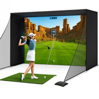 Filets de simulateur de golf de taille personnalisable avec cadre et kit d'écran anti-impact HD pour la pratique du golf en intérieur et en extérieur