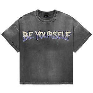 T-shirts en coton délavé à l'acide, respirants, personnalisés avec impression graphique vintage, coutures droites, manches courtes, col rond, ODM OEM - Product Image 1