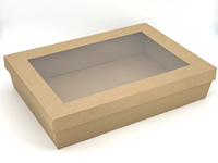 Boîtes de pâturage plateaux de restauration en papier ondulé, boîte brune à cannelure E/F avec fenêtre pour cupcake Carton collation Plateau en papier Kraft
