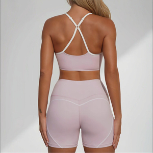 Conjunto Deportivo de Shorts Ligeros con Espalda Hueca en Forma de Corazón y Tirantes Cruzados para Gimnasio, Fitness, Pilates y Yoga, Tallas Grandes - Product Image 2