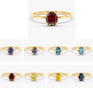 Anelli Minimalisti in <span class=keywords><strong>Argento</strong></span> Sterling S925 Placcato Oro Antiossidante, Gioielli Raffinati da Donna con Moissanite Colorata Taglio Ovale 0.5CT VVS GRA - Product Image 3