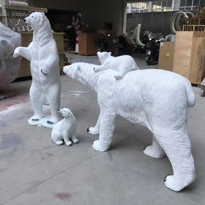 Ours polaire grandeur nature en fibre de verre, décoration de Noël d'extérieur, sculpture en résine populaire, accessoires avec motif de modèle d'ornements animaux - Product Image 6