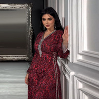 Robe imprimée arabe musulmane brillante et élégante, pyjama de festival Gulbang
