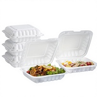 Boîtes à nourriture en mousse MFPP 9x6, 28 oz, sans BPA, avec couvercle et logo personnalisé en relief pour l'emballage de nourriture à emporter