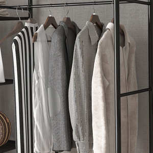 Clothing Organizer Metal Standing <b>Clothes</b> Rack Black Rectangle Multi-functional Storage <b>For</b> Bedroom Living Room Entryway Home - Product Image 2
