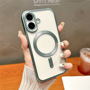 Funda de teléfono magnética transparente de titanio suave TPU mate esmerilado para <span class=keywords><strong>iPhone</strong></span> 16 Pro Max case Desert Titanium - Product Image 4