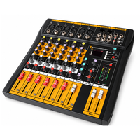Console de mixage audio de studio 6 canaux CT6, mixeur de musique BT5.0 USB jaune, table de mixage sonore