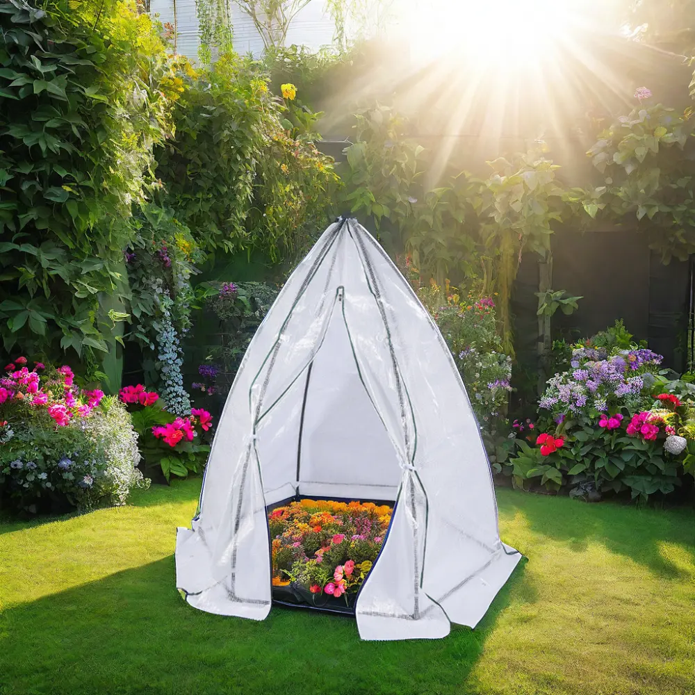 금속 프레임이있는 휴대용 미니 온실 방수 및 서리 방지 정원 모종과 꽃을위한 텐트 재배 홈 원예