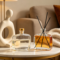 Bouteille diffuseur de parfum à bâtonnets en verre carré plat de haute qualité, vide, 100ml, 200ml, 330ml, 500ml, avec bouchon en liège