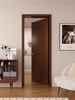 Porte en bois à charnières en placage de bois, style minimaliste, porte plate en bois moderne