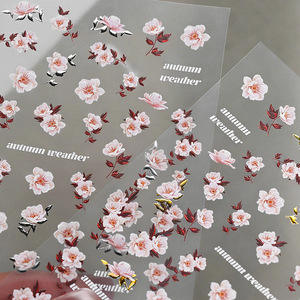 Autocollants pour <span class=keywords><strong>ongles</strong></span> 5D personnalisés de haute qualité, motifs floraux mignons, roses et bleus, pour manucure DIY, autocollants adhésifs à presser - Product Image 6