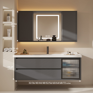 <span class=keywords><strong>Mobile</strong></span> <span class=keywords><strong>Bagno</strong></span> con Lavabo - <span class=keywords><strong>Mobile</strong></span> <span class=keywords><strong>Bagno</strong></span> Moderno Minimalista Sospeso con Specchio Antiappannamento Intelligente, <span class=keywords><strong>Mobile</strong></span> in Legno Massello - Product Image 6