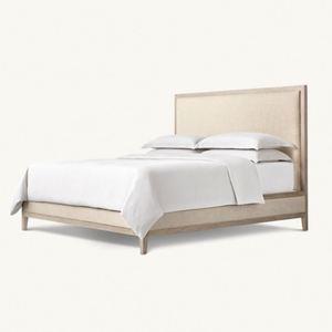 Cama Doble de Plataforma con Estructura de Madera de Roble Macizo, Diseño Francés Moderno y Cómodo, Tapizada en Tela, con Cabecera Suave, Fabricación Personalizada de Fábrica - Product Image 6