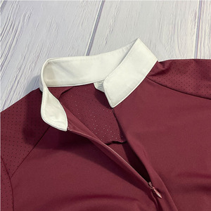 Maglietta Base Layer a Maniche Lunghe per Equitazione da <span class=keywords><strong>Donna</strong></span> con Zip e Bottoni, Abbigliamento Elastico per Equitazione, <span class=keywords><strong>Basso</strong></span> MOQ - Product Image 4