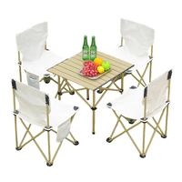 Meubles de patio en acier métallique pliables légers en gros, ensembles de table et de chaises pliantes portables pour l'extérieur, camping, plage, extérieur, hall