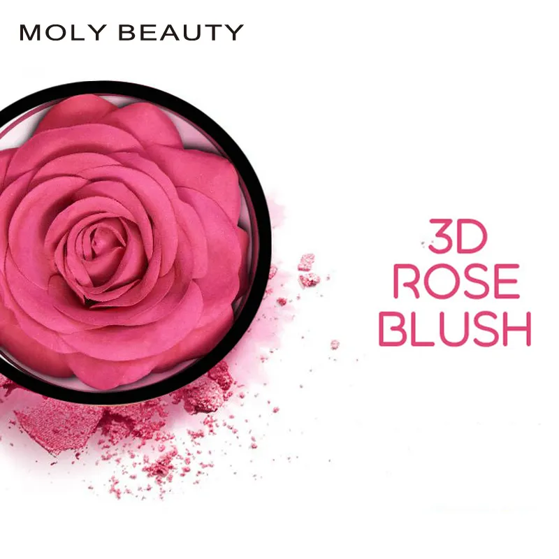 3D Rose Blush Shimmer Cheek Makeup Private Label 4 colori Face Highlighter Flower Shape Rose Blusher
