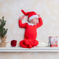 Accessoires de photographie pour nouveau-nés, combinaisons en coton d'hiver de Noël avec chapeau, vêtements personnalisés pour bébé unisexe, costume de Père Noël