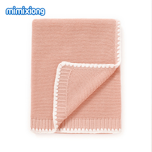 New Arrival Mimixiong OEKO Tex Handmade Shell Edge Solid Color Newborn <strong>Baby</strong> Swaddle <strong>Bedding</strong> <strong>Baby</strong> Knitted Blankets - Product Image 3