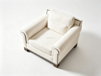 Canapé Sageliving de style français moderne avec accoudoirs roulés, coussin capitonné et pieds cannelés pour salon de luxe