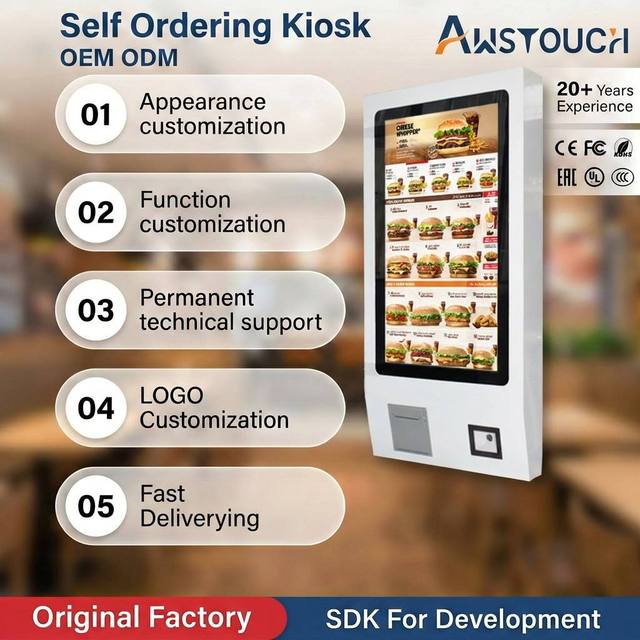 Indoor Touch Screen Self Ordering Kiosk Touch Screen Self-Service Payment Kiosk for Restaurant Management for Order Payment