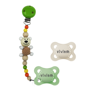 MAM Ciuccio con Nome Pure + Catena per Ciuccio Orso all'Uncinetto Giamaica - Product Image 1