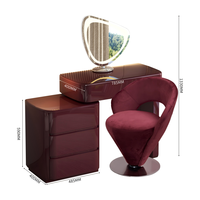 Tabouret de maquillage et chaise de coiffeuse éclairée de style nordique minimaliste avec panneau en bois pour appartement et hôtel