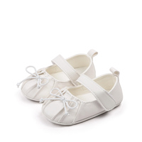 Chaussures Mary Jane en cuir PU à semelle souple pour bébés filles, avec nœud et sangle, chaussures plates antidérapantes pour premiers pas