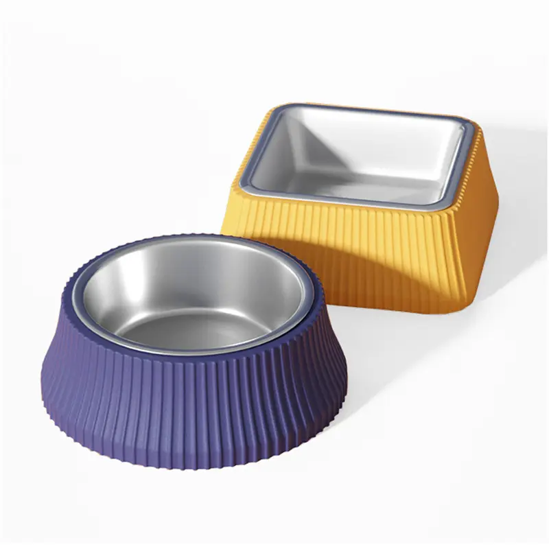 Double Wall Anti-skid Stainless Steel Dog Bowls New Roman Column Insulated Pet Water Drinking Bowl Dog Cat Food Feeder Basins