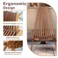 Chaise pliante moderne en bois d'acacia confortable pour la salle à manger extérieure, le salon et la cour d'hôtel.