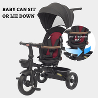 Tricycle pliant pour enfants, 3 roues avec poignée de traction détachable, trotteur de poussette tricycle 7 en 1 pour enfants