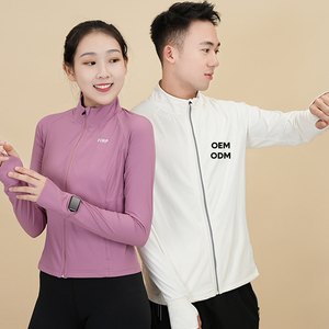 Sudadera con capucha deportiva ajustada con cremallera construida con tela ligera y ribete de secado rápido para entrenamiento por damas - Product Image 3