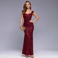 Robe de soirée de luxe à sequins vert foncé, sexy et brillante, coupe sirène, épaules dénudées, élégante pour femme