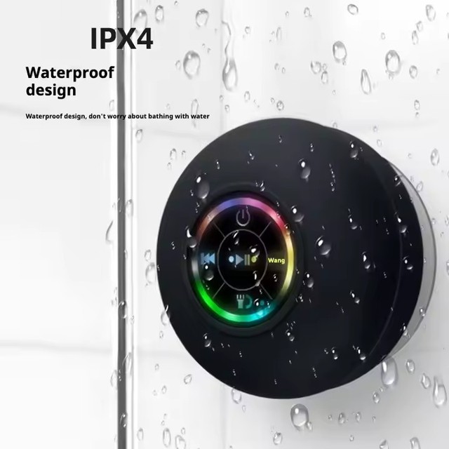Portable IPX4 Wireless Led Light Wireless BT Speaker Portable Waterproof Suction Cup Mini Shower Speaker with Suction Cup