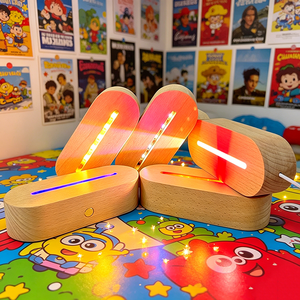 Base de Luz <span class=keywords><strong>LED</strong></span> de Acrílico y Madera, Soporte para Lámpara de Mesa <span class=keywords><strong>LED</strong></span>, Soportes Inalámbricos para Lámparas <span class=keywords><strong>LED</strong></span>, Interruptor Ovalado de Encendido/Apagado para Decoración de Exhibición de Acrílico - Product Image 1