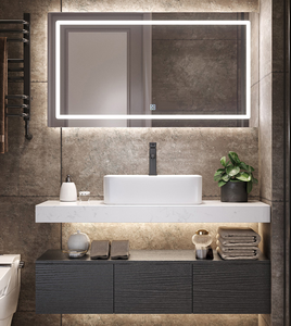 Floating Bathroom Vanity Unit with Double Basin Quartz <strong>Worktop</strong> - Product Image 1
