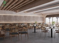 Café unique Bar Design Mobilier de sièges de café Table de bar et chaises en rotin sur mesure Canapé lounge Cabine