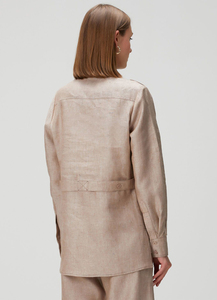 Camicetta Casual da <span class=keywords><strong>Donna</strong></span> in Lino 100% Autunnale, Colore Kaki, Elegante e Formale per Ufficio, Produzione all'Ingrosso dalla Cina - Product Image 2